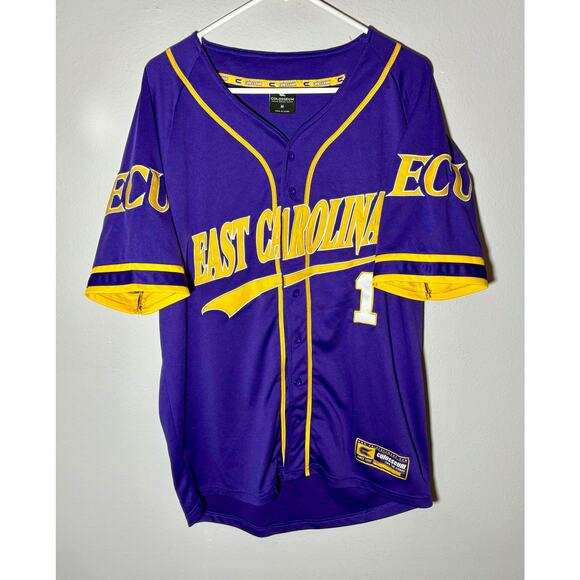 East Carolina ECU Pirates NCAA Purple Baseball Jersey #1 Colosseum Athletic Sz M - Picture 1 of 11